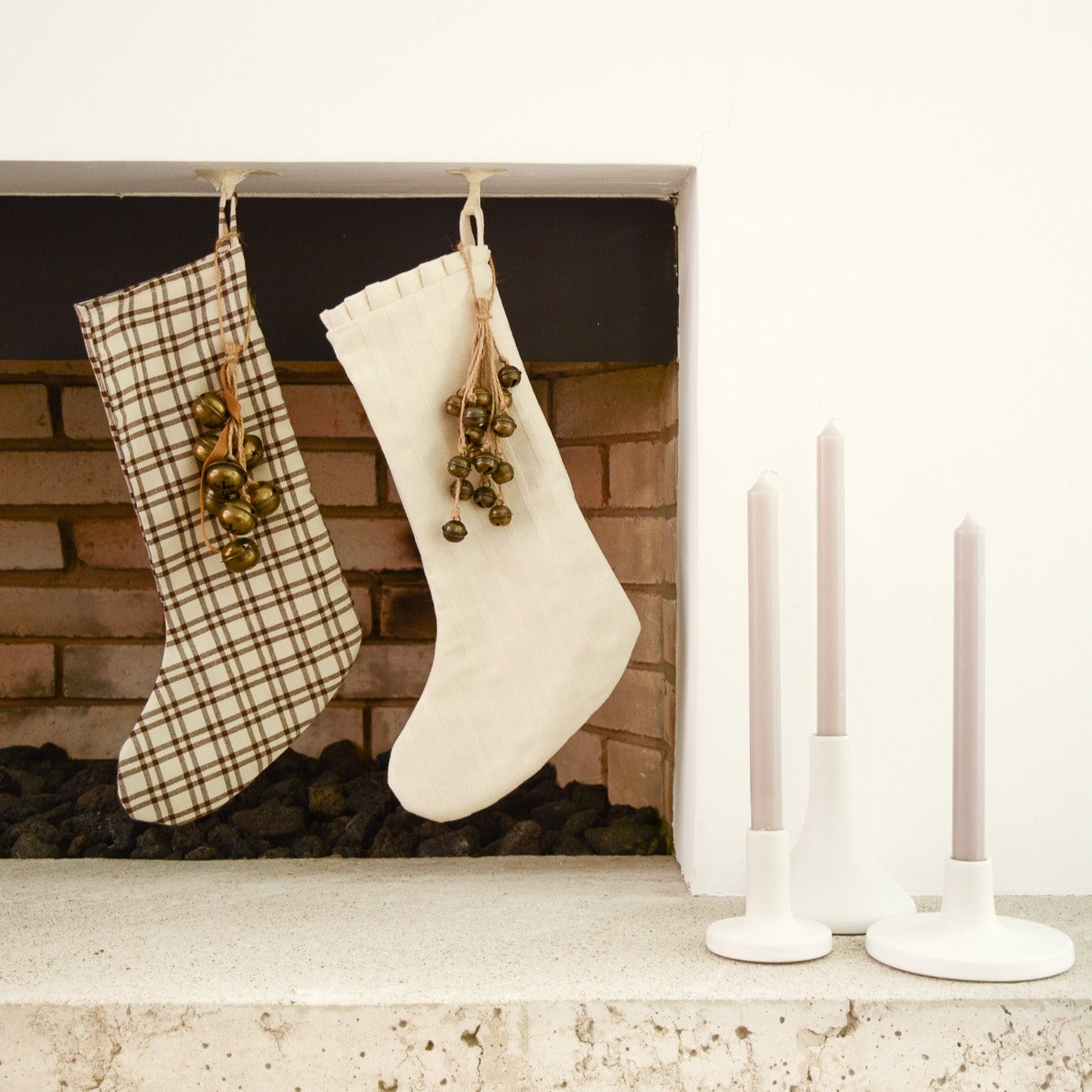 Bota de navidad Café con costura