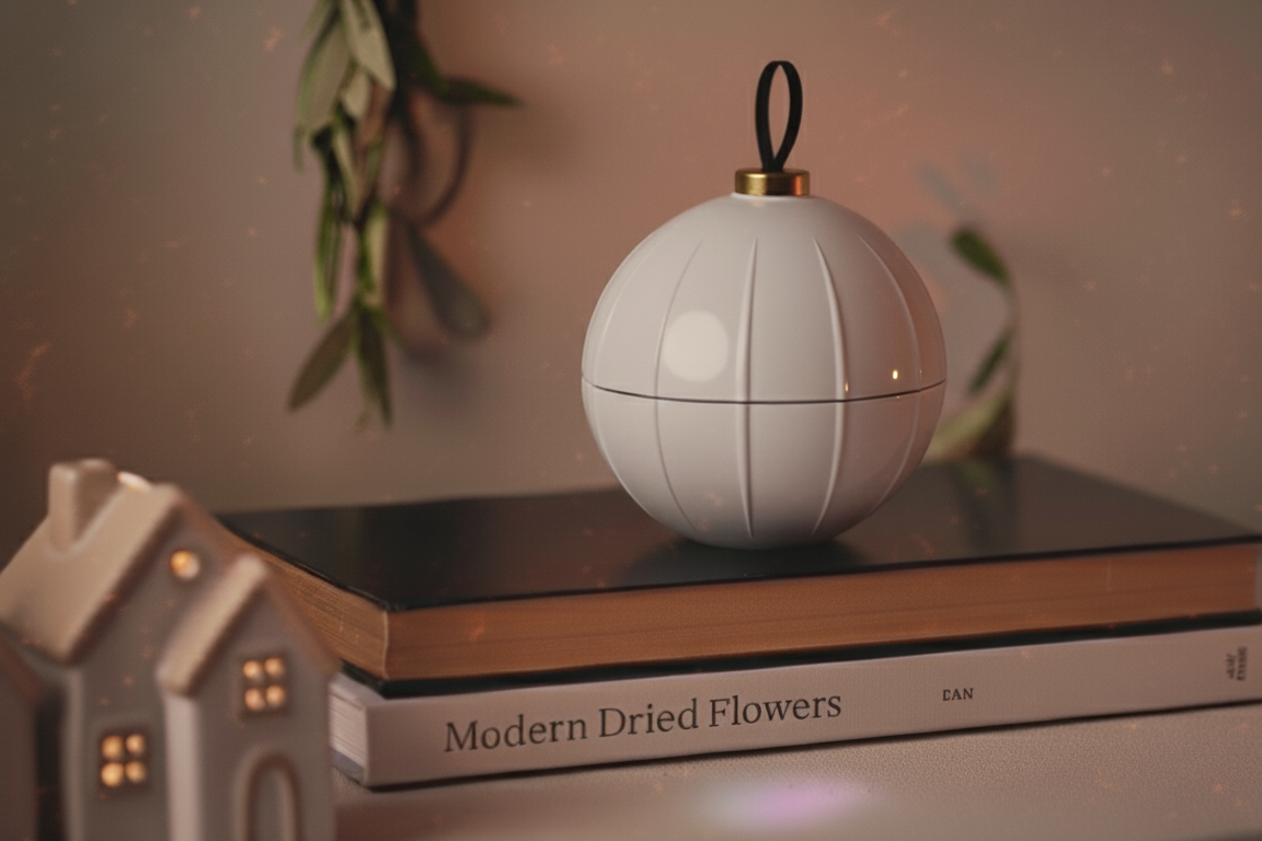 Vela ornamento en cerámica con tapa