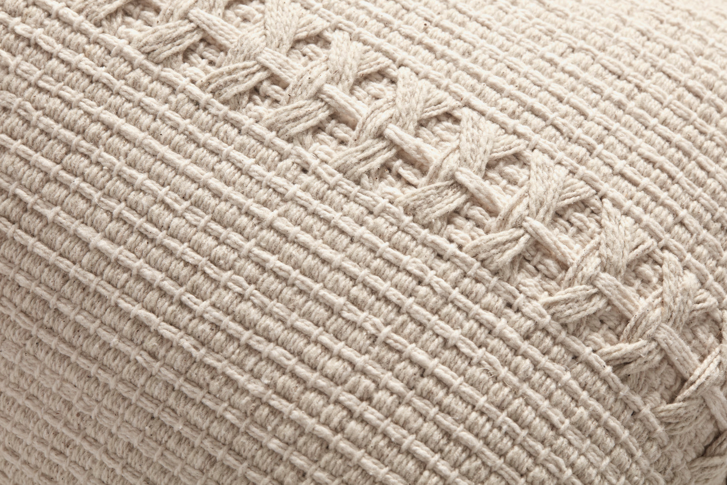 Cojín largo tejido marfil 70x30 Chita con relleno