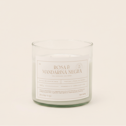 Vela Grande Vidrio edición navidad: Rosa & Mandarina Negra