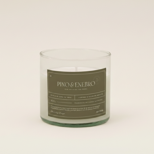 Vela Grande Vidrio edición navidad: Pino & Enebro