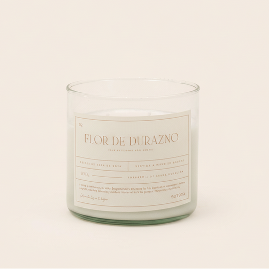 Vela Grande Vidrio edición navidad: Flor de Durazno