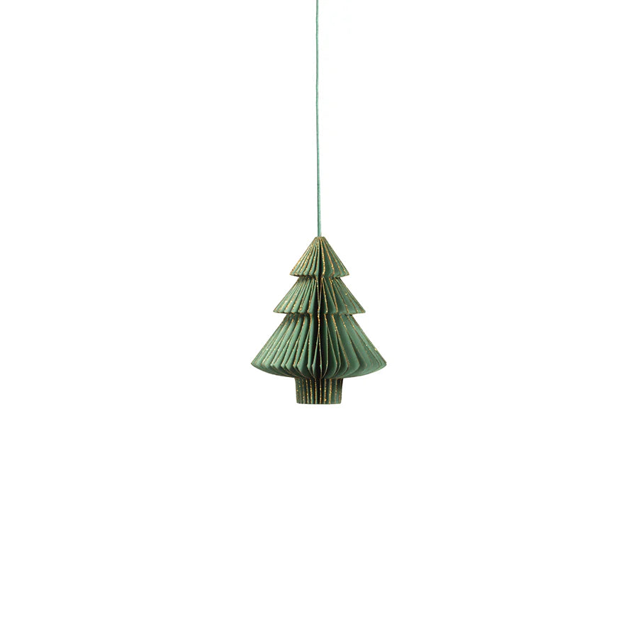 Adorno colgante Árbol dorado en papel verde