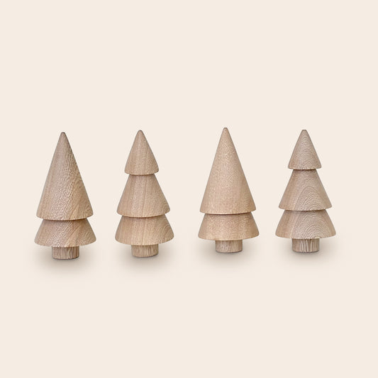 Set de mini árboles de navidad en madera