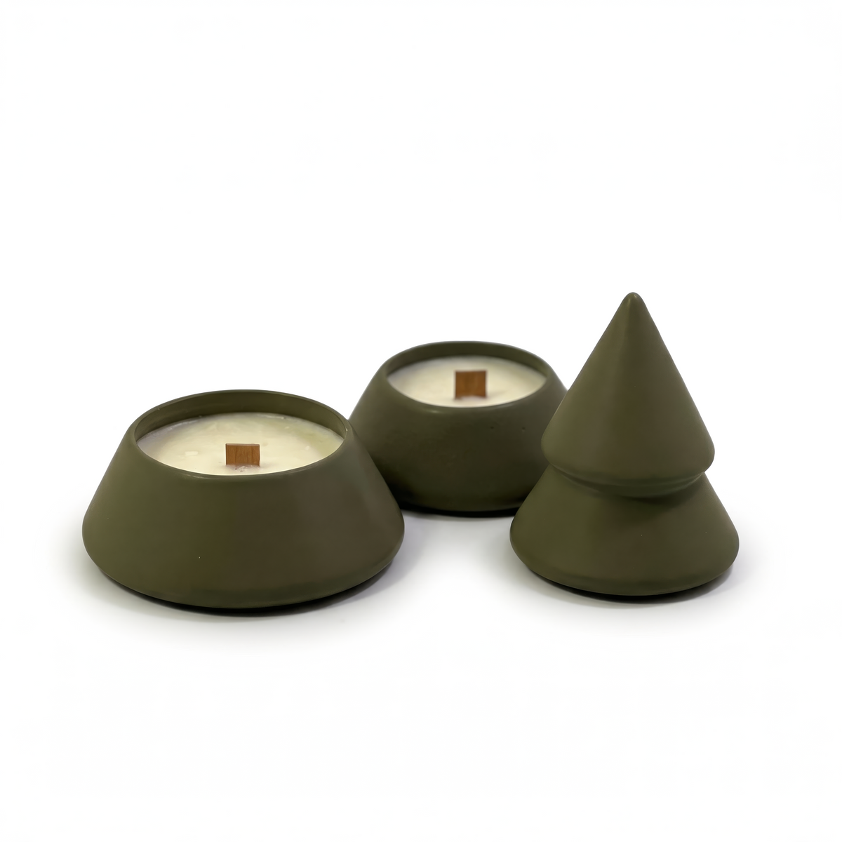Vela arbolito apilable verde mate