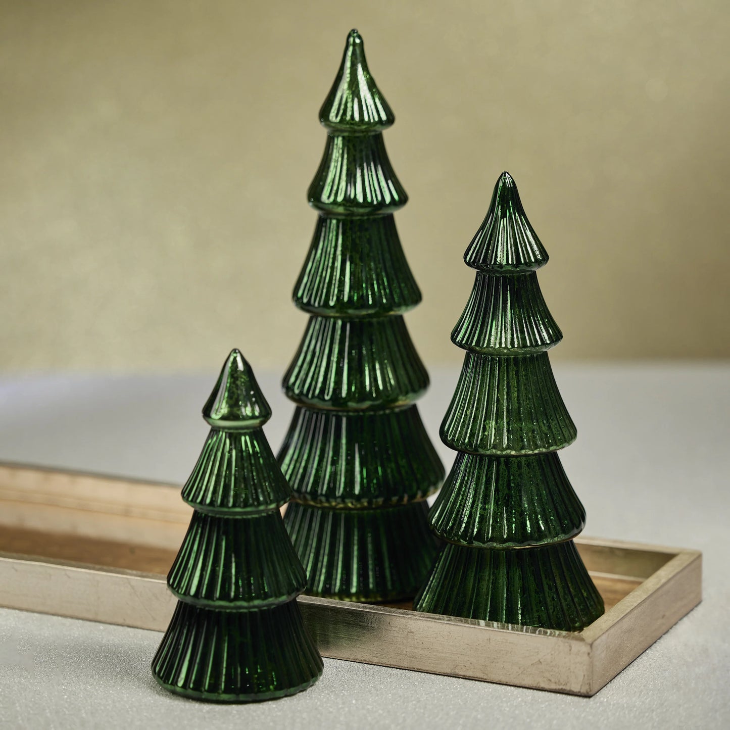 Árbol decorativo de vidrio verde con luz LED