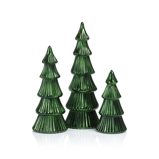 Árbol decorativo de vidrio verde con luz LED