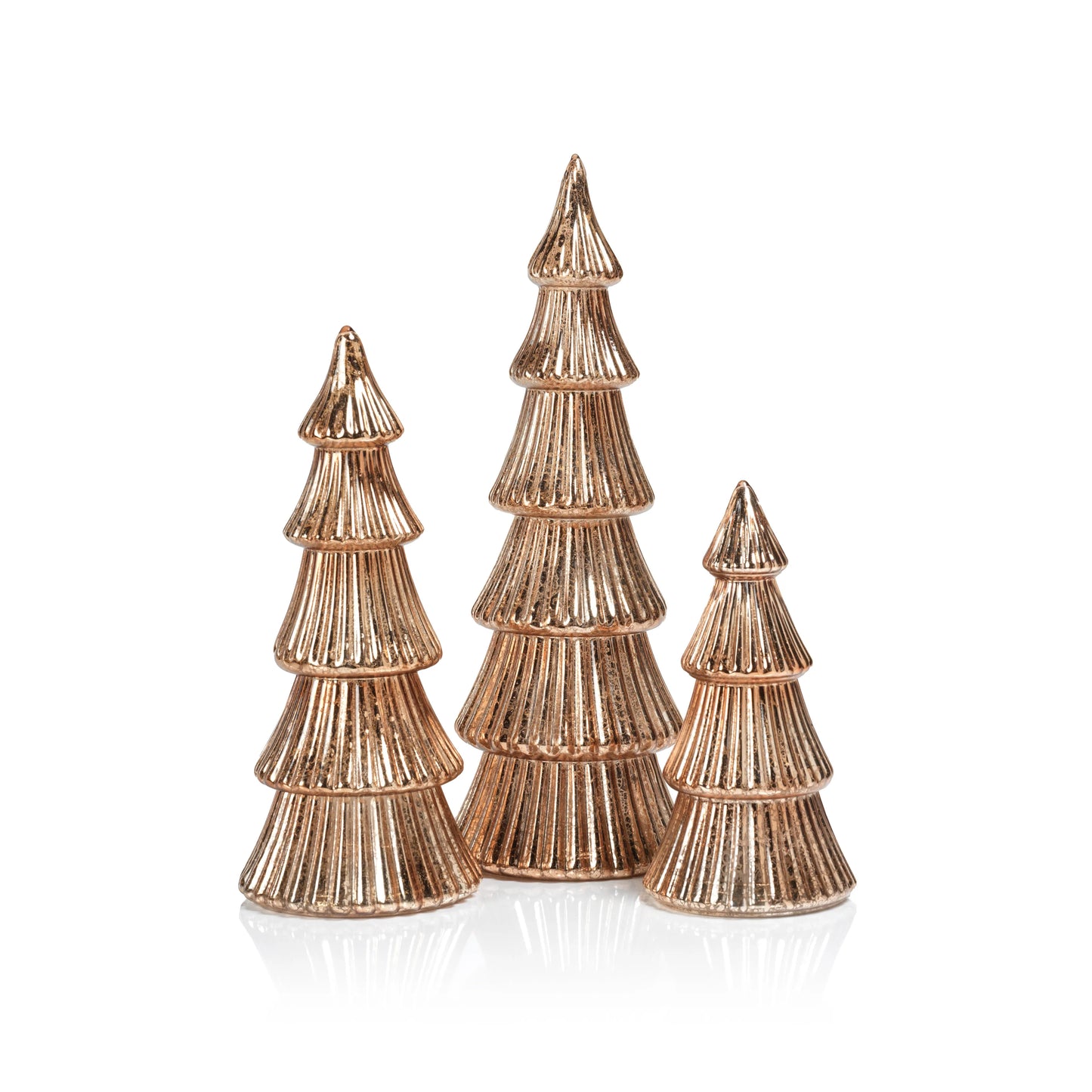 Árbol decorativo de vidrio oro rosa con luz LED