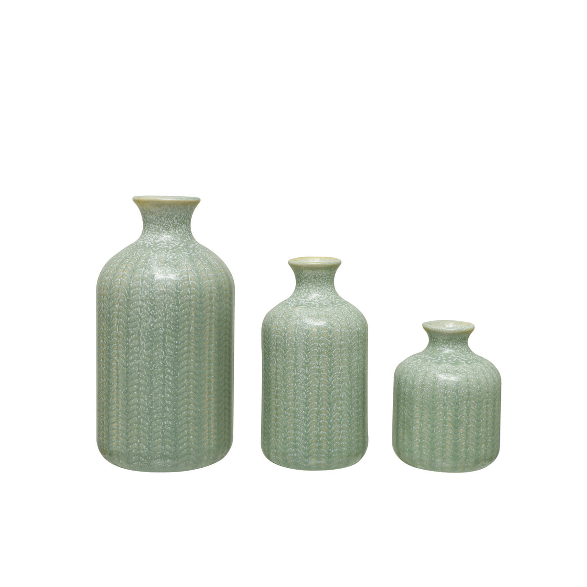 Set 3 floreros grises en relieve