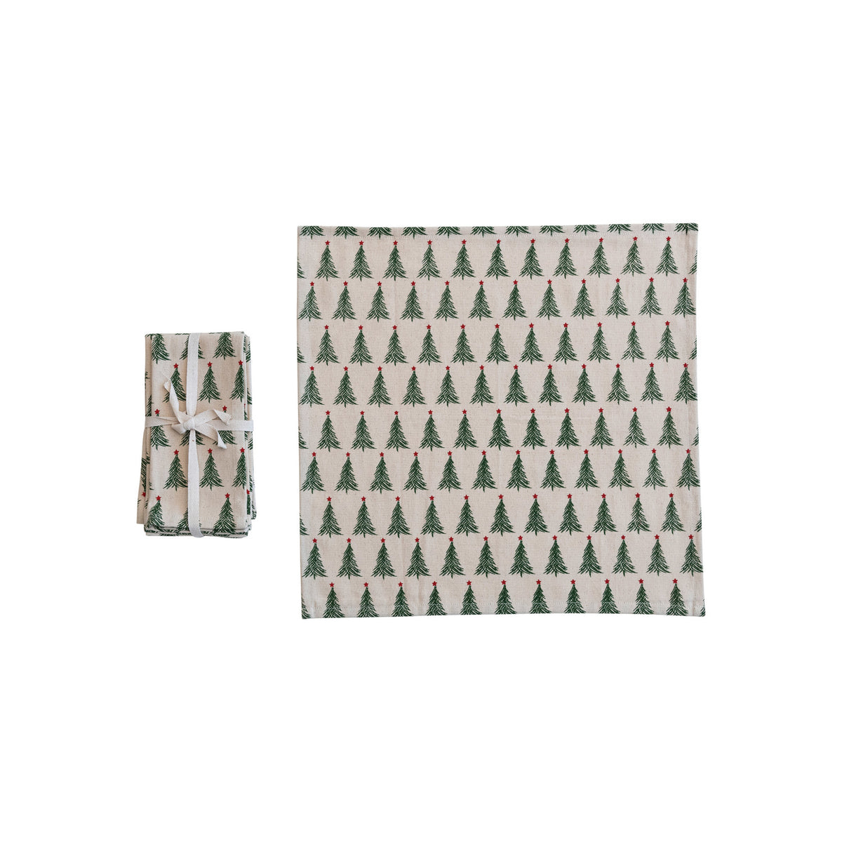 Set 4 servilletas de algodón con árbol navideño